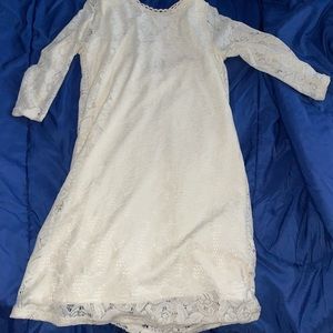 pearl/off white mid-sleeve dress, size S